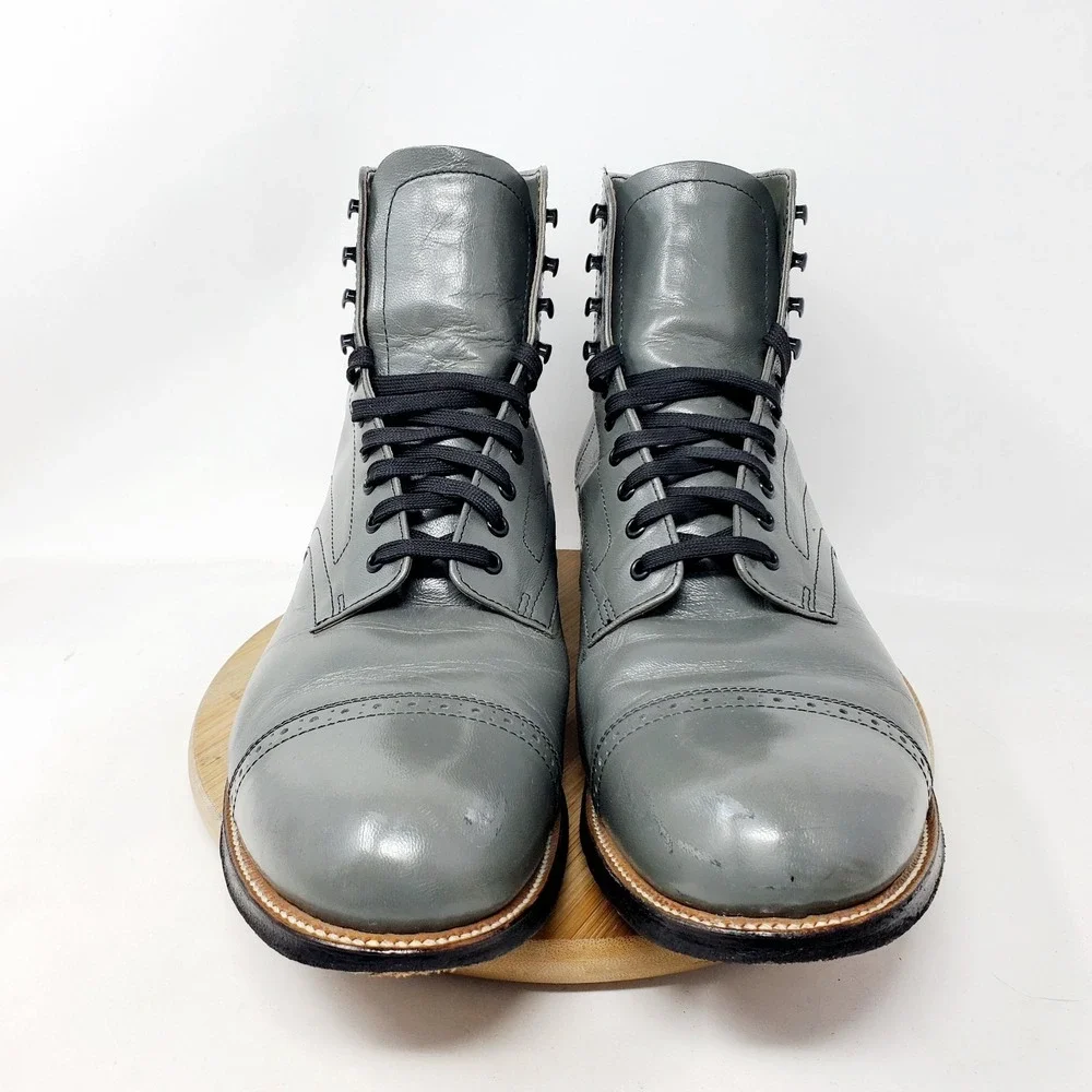 Stacy Adams Madison Boots Mens 11 E Grey Leather Cap‎ Toe Dress Ankle Shoes
